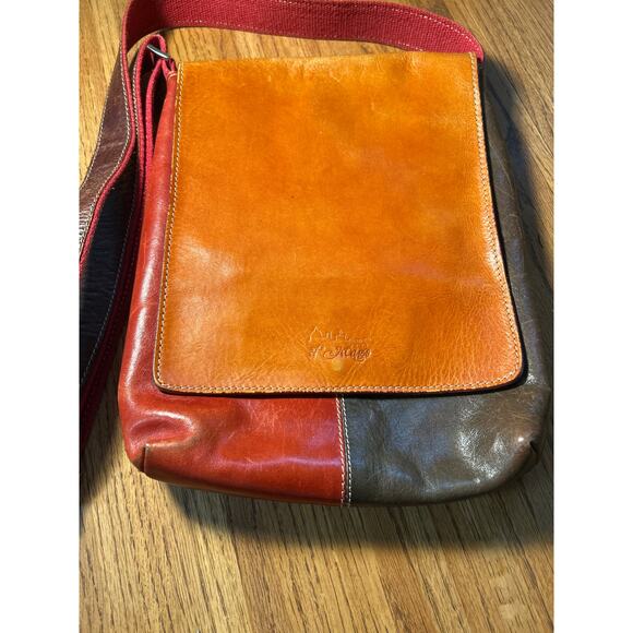 I’Mago Leather Saddle Bag Purse, Multi Color Crossbody Boho Hippie Italy - Picture 2 of 12